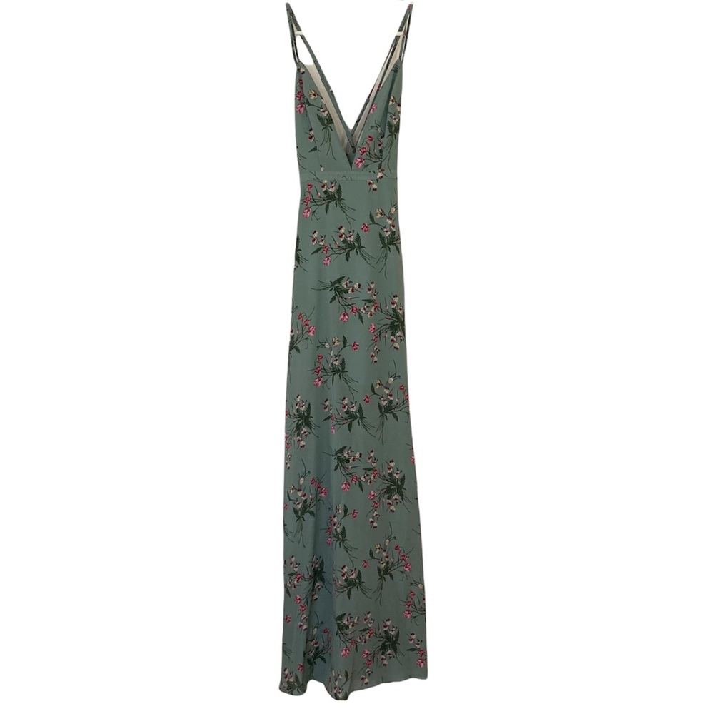 Bebe Floral Deep V Plunge Crossback Long Prom Gown Maxi Dress - Picture 4 of 5